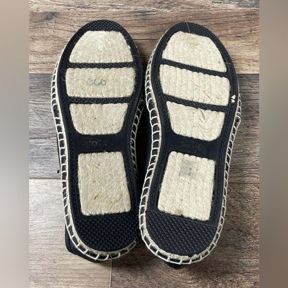 Coach Black Leather Rhodelle Espadrille Flats - Picture 2 of 6